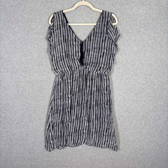 Cortefiel Dress Small Navy Flowy Flutter Elastic Waist Comfort Beachy Nautical - Picture 8 of 12